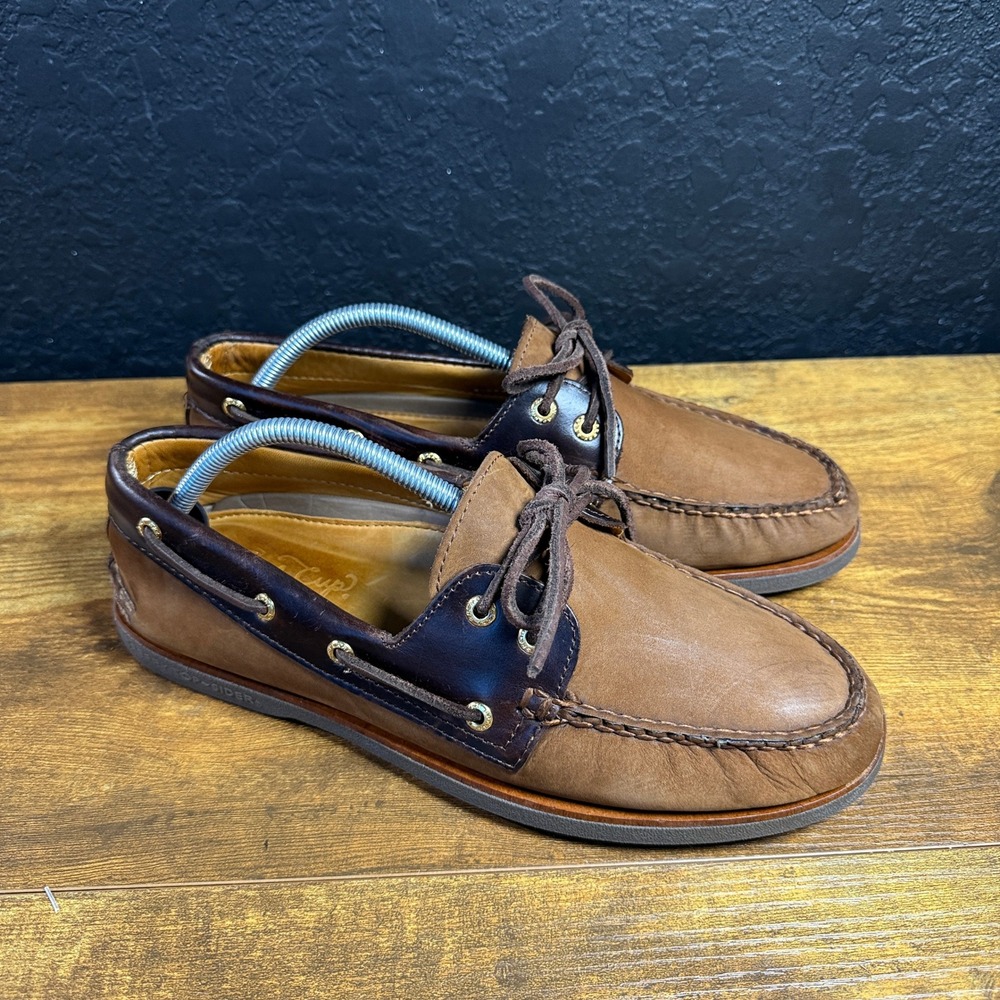 Sperry Gold Cup Authentic Original STS10216 Brown Leather Boat Shoes Mens 10.5